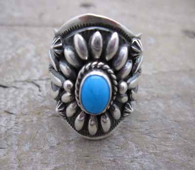 Ring Silver Darryl Becenti Sterling Turquoise sz 11.5